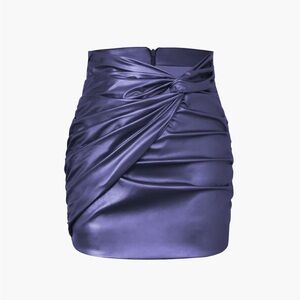 Metallic Faux Leather Knotted Mini Skirt
